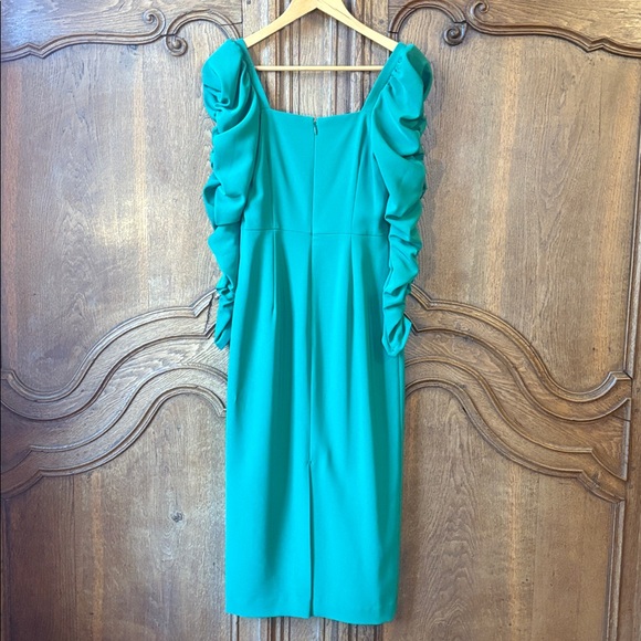 Antonio Melani Elena Crepe Square Neck Long Ruched Sleeve Midi Dress NWT - Picture 14 of 16